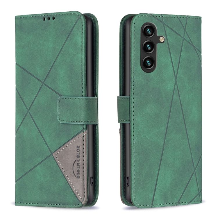 Knižkové puzdro Rhombus zelené – Samsung Galaxy A55 5G | Kryty na mobil Kryty na mobil | Knižkové puzdro Rhombus zelené – Samsung Galaxy A55 5G | Kryty na mobil
