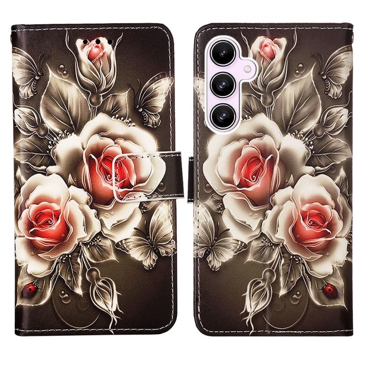 Knižkové puzdro Trendy Cross case Ruže na čiernom – Samsung Galaxy A35 5G | Kryty na mobil Kryty na mobil | Knižkové puzdro Trendy Cross case Ruže na čiernom – Samsung Galaxy A35 5G | Kryty na mobil