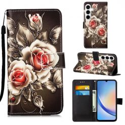 Knižkové puzdro Trendy Cross case Ruže na čiernom – Samsung Galaxy A35 5G | Kryty na mobil Kryty na mobil | Knižkové puzdro Trendy Cross case Ruže na čiernom – Samsung Galaxy A35 5G | Kryty na mobil