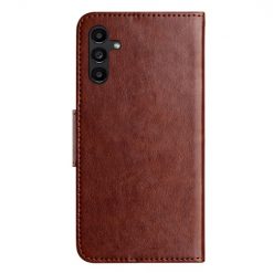 Kryty na mobil | Peňaženkové puzdro Embossing Pattern Motýľ a kvet hnedé – Samsung Galaxy A35 5G | Kryty na mobil