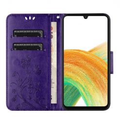 Peňaženkové puzdro Embossing Pattern Motýľ a kvet tmavofialové – Samsung Galaxy A35 5G | Kryty na mobil Kryty na mobil | Peňaženkové puzdro Embossing Pattern Motýľ a kvet tmavofialové – Samsung Galaxy A35 5G | Kryty na mobil