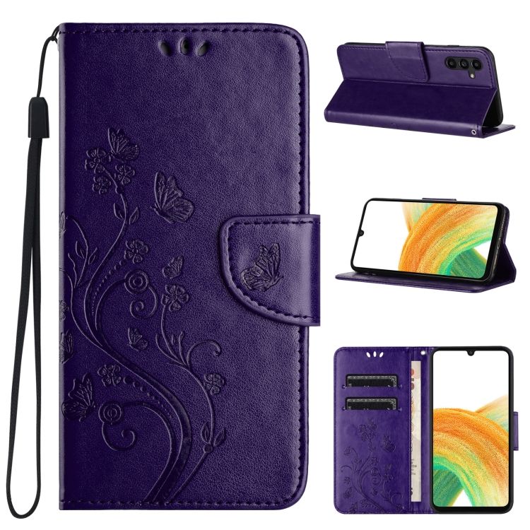 Peňaženkové puzdro Embossing Pattern Motýľ a kvet tmavofialové – Samsung Galaxy A35 5G | Kryty na mobil Kryty na mobil | Peňaženkové puzdro Embossing Pattern Motýľ a kvet tmavofialové – Samsung Galaxy A35 5G | Kryty na mobil