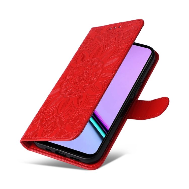 Peňaženkové puzdro Embossing Pattern Slnečnica červené – Realme C67 4G | Kryty na mobil Kryty na mobil | Peňaženkové puzdro Embossing Pattern Slnečnica červené – Realme C67 4G | Kryty na mobil