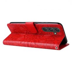 Peňaženkové puzdro Embossing Pattern Slnečnica červené – Samsung Galaxy A55 5G | Kryty na mobil Kryty na mobil | Peňaženkové puzdro Embossing Pattern Slnečnica červené – Samsung Galaxy A55 5G | Kryty na mobil