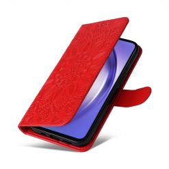 Peňaženkové puzdro Embossing Pattern Slnečnica červené – Samsung Galaxy A55 5G | Kryty na mobil Kryty na mobil | Peňaženkové puzdro Embossing Pattern Slnečnica červené – Samsung Galaxy A55 5G | Kryty na mobil