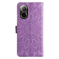 Kryty na mobil | Peňaženkové puzdro Embossing Pattern Slnečnica fialové – Realme C67 4G | Kryty na mobil
