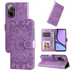 Kryty na mobil | Peňaženkové puzdro Embossing Pattern Slnečnica fialové – Realme C67 4G | Kryty na mobil