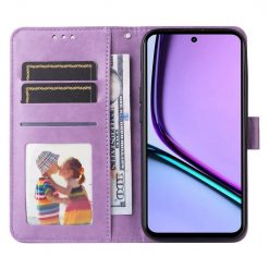 Kryty na mobil | Peňaženkové puzdro Embossing Pattern Slnečnica fialové – Realme C67 4G | Kryty na mobil