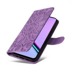 Kryty na mobil | Peňaženkové puzdro Embossing Pattern Slnečnica fialové – Realme C67 4G | Kryty na mobil
