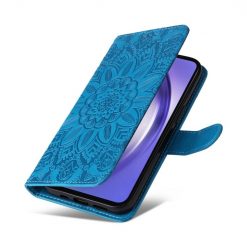 Peňaženkové puzdro Embossing Pattern Slnečnica modré – Samsung Galaxy A35 5G | Kryty na mobil Kryty na mobil | Peňaženkové puzdro Embossing Pattern Slnečnica modré – Samsung Galaxy A35 5G | Kryty na mobil