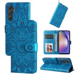 Peňaženkové puzdro Embossing Pattern Slnečnica modré – Samsung Galaxy A55 5G | Kryty na mobil Kryty na mobil | Peňaženkové puzdro Embossing Pattern Slnečnica modré – Samsung Galaxy A55 5G | Kryty na mobil