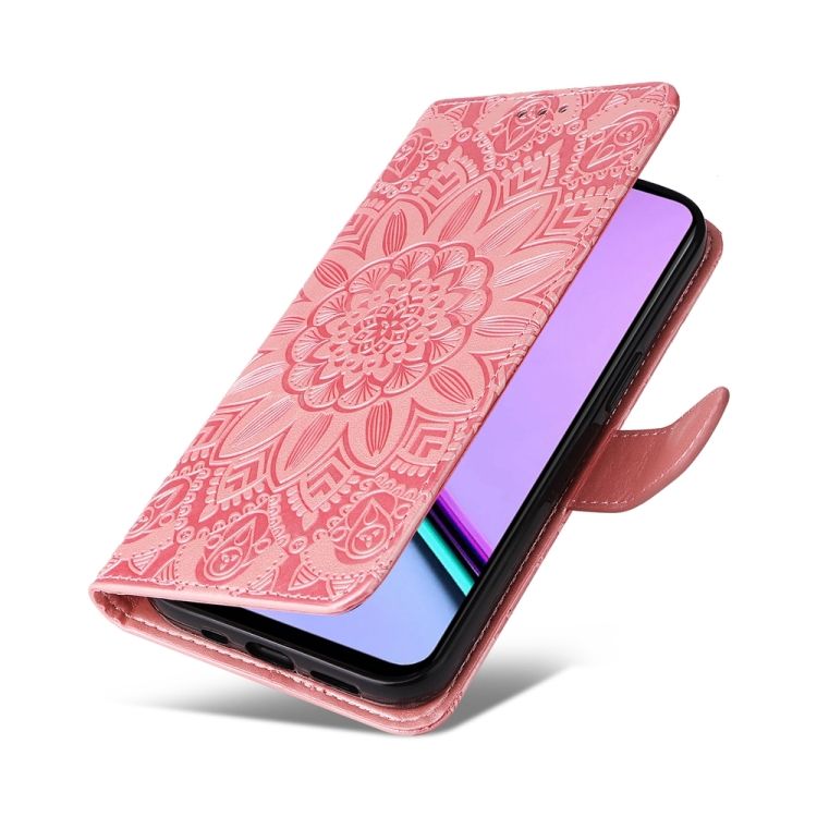Peňaženkové puzdro Embossing Pattern Slnečnica ružové – Realme C67 4G | Kryty na mobil Kryty na mobil | Peňaženkové puzdro Embossing Pattern Slnečnica ružové – Realme C67 4G | Kryty na mobil