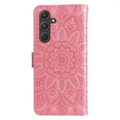 Kryty na mobil | Peňaženkové puzdro Embossing Pattern Slnečnica ružové – Samsung Galaxy A55 5G | Kryty na mobil