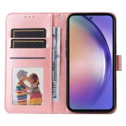 Kryty na mobil | Peňaženkové puzdro Embossing Pattern Slnečnica ružové – Samsung Galaxy A55 5G | Kryty na mobil