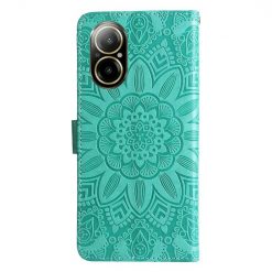 Kryty na mobil | Peňaženkové puzdro Embossing Pattern Slnečnica zelené – Realme C67 4G | Kryty na mobil
