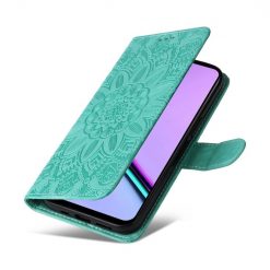 Kryty na mobil | Peňaženkové puzdro Embossing Pattern Slnečnica zelené – Realme C67 4G | Kryty na mobil