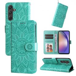 Peňaženkové puzdro Embossing Pattern Slnečnica zelené – Samsung Galaxy A55 5G | Kryty na mobil Kryty na mobil | Peňaženkové puzdro Embossing Pattern Slnečnica zelené – Samsung Galaxy A55 5G | Kryty na mobil