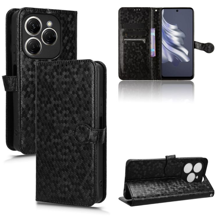 Peňaženkové puzdro Honeycomb Dot Texture Case čierne – Tecno Spark 20 Pro | Kryty na mobil Kryty na mobil | Peňaženkové puzdro Honeycomb Dot Texture Case čierne – Tecno Spark 20 Pro | Kryty na mobil