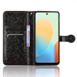 Kryty na mobil | Peňaženkové puzdro Honeycomb Dot Texture Case čierne – Tecno Spark 20C / 20 / Go 2024 | Kryty na mobil
