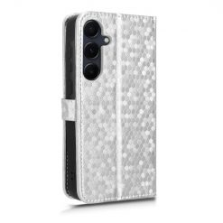 Kryty na mobil | Peňaženkové puzdro Honeycomb Dot Texture Case strieborné – Samsung Galaxy A35 5G | Kryty na mobil