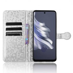 Kryty na mobil | Peňaženkové puzdro Honeycomb Dot Texture Case strieborné – Tecno Spark 20 Pro | Kryty na mobil