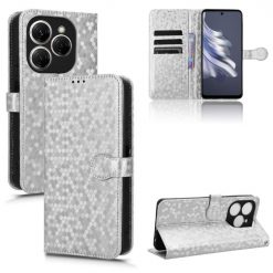Kryty na mobil | Peňaženkové puzdro Honeycomb Dot Texture Case strieborné – Tecno Spark 20 Pro | Kryty na mobil