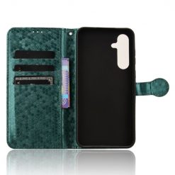 Kryty na mobil | Peňaženkové puzdro Honeycomb Dot Texture Case zelené – Samsung Galaxy A35 5G | Kryty na mobil