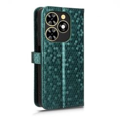 Kryty na mobil | Peňaženkové puzdro Honeycomb Dot Texture Case zelené – Tecno Spark 20C / 20 / Go 2024 | Kryty na mobil