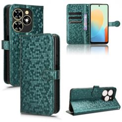 Kryty na mobil | Peňaženkové puzdro Honeycomb Dot Texture Case zelené – Tecno Spark 20C / 20 / Go 2024 | Kryty na mobil