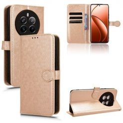 Kryty na mobil | Peňaženkové puzdro Honeycomb Dot Texture Case zlaté – Realme 12 Pro 5G / 12 Pro+ | Kryty na mobil