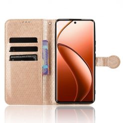 Kryty na mobil | Peňaženkové puzdro Honeycomb Dot Texture Case zlaté – Realme 12 Pro 5G / 12 Pro+ | Kryty na mobil