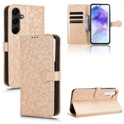 Kryty na mobil | Peňaženkové puzdro Honeycomb Dot Texture Case zlaté – Samsung Galaxy A35 5G | Kryty na mobil