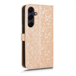 Kryty na mobil | Peňaženkové puzdro Honeycomb Dot Texture Case zlaté – Samsung Galaxy A35 5G | Kryty na mobil