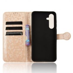 Kryty na mobil | Peňaženkové puzdro Honeycomb Dot Texture Case zlaté – Samsung Galaxy A35 5G | Kryty na mobil