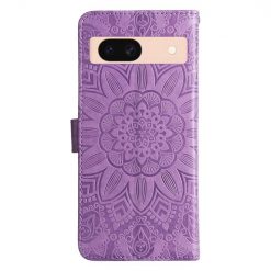 Kryty na mobil | Peňaženkové puzdro Embossing Pattern Slnečnica fialové – Google Pixel 8a | Kryty na mobil