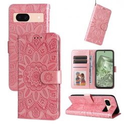 Kryty na mobil | Peňaženkové puzdro Embossing Pattern Slnečnica ružové – Google Pixel 8a | Kryty na mobil