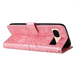 Kryty na mobil | Peňaženkové puzdro Embossing Pattern Slnečnica ružové – Google Pixel 8a | Kryty na mobil