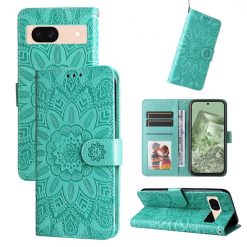 Kryty na mobil | Peňaženkové puzdro Embossing Pattern Slnečnica zelené – Google Pixel 8a | Kryty na mobil