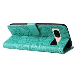 Kryty na mobil | Peňaženkové puzdro Embossing Pattern Slnečnica zelené – Google Pixel 8a | Kryty na mobil
