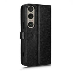 Kryty na mobil | Peňaženkové puzdro Honeycomb Dot Texture Case čierne – Sony Xperia 1 VI | Kryty na mobil
