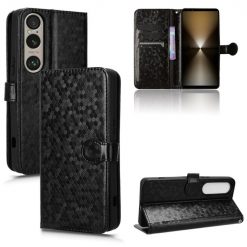 Kryty na mobil | Peňaženkové puzdro Honeycomb Dot Texture Case čierne – Sony Xperia 1 VI | Kryty na mobil
