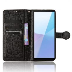 Kryty na mobil | Peňaženkové puzdro Honeycomb Dot Texture Case čierne – Sony Xperia 10 VI | Kryty na mobil