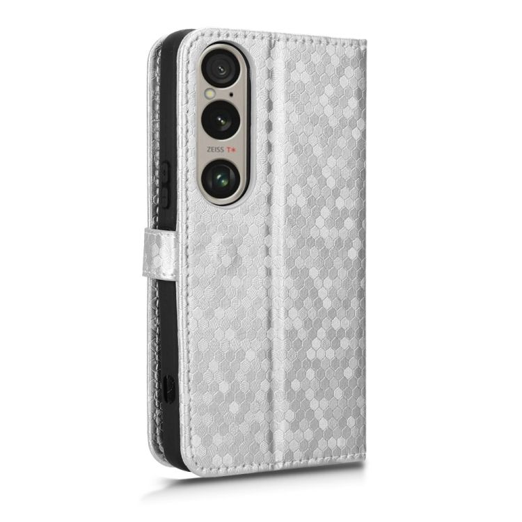Peňaženkové puzdro Honeycomb Dot Texture Case strieborné – Sony Xperia 1 VI | Kryty na mobil Kryty na mobil | Peňaženkové puzdro Honeycomb Dot Texture Case strieborné – Sony Xperia 1 VI | Kryty na mobil