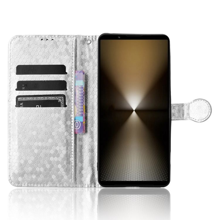 Peňaženkové puzdro Honeycomb Dot Texture Case strieborné – Sony Xperia 1 VI | Kryty na mobil Kryty na mobil | Peňaženkové puzdro Honeycomb Dot Texture Case strieborné – Sony Xperia 1 VI | Kryty na mobil