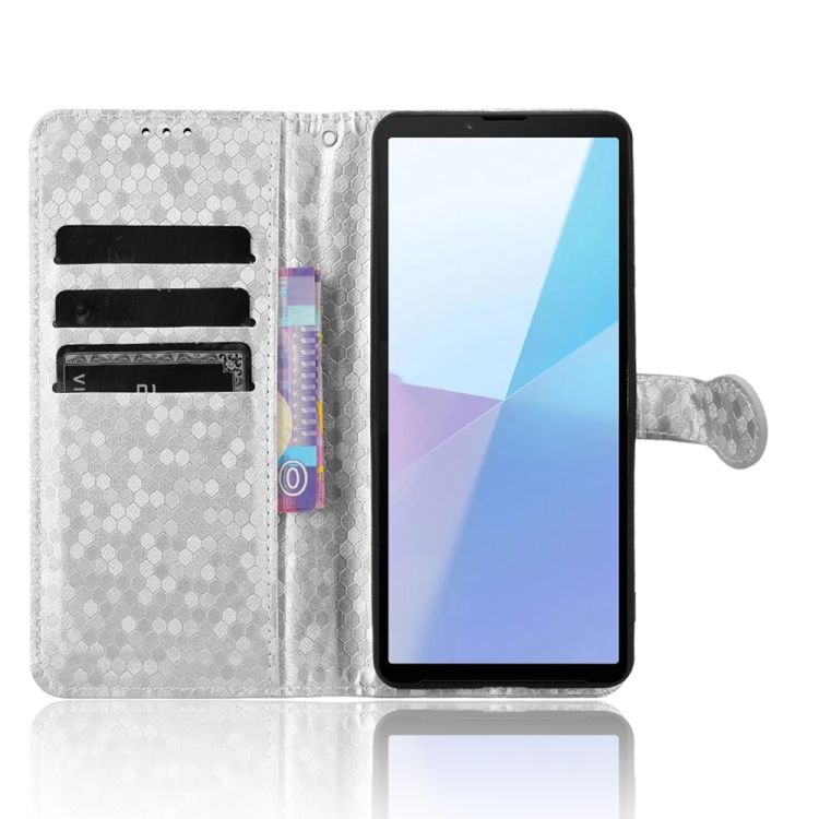 Peňaženkové puzdro Honeycomb Dot Texture Case strieborné – Sony Xperia 10 VI | Kryty na mobil Kryty na mobil | Peňaženkové puzdro Honeycomb Dot Texture Case strieborné – Sony Xperia 10 VI | Kryty na mobil