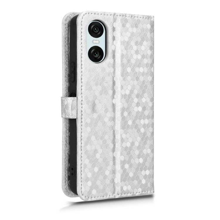 Peňaženkové puzdro Honeycomb Dot Texture Case strieborné – Sony Xperia 10 VI | Kryty na mobil Kryty na mobil | Peňaženkové puzdro Honeycomb Dot Texture Case strieborné – Sony Xperia 10 VI | Kryty na mobil