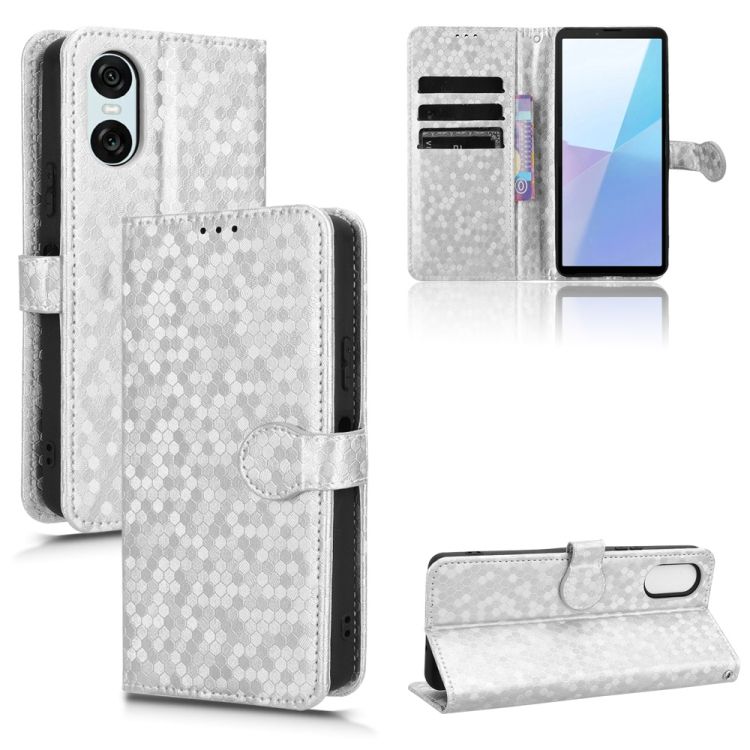 Peňaženkové puzdro Honeycomb Dot Texture Case strieborné – Sony Xperia 10 VI | Kryty na mobil Kryty na mobil | Peňaženkové puzdro Honeycomb Dot Texture Case strieborné – Sony Xperia 10 VI | Kryty na mobil