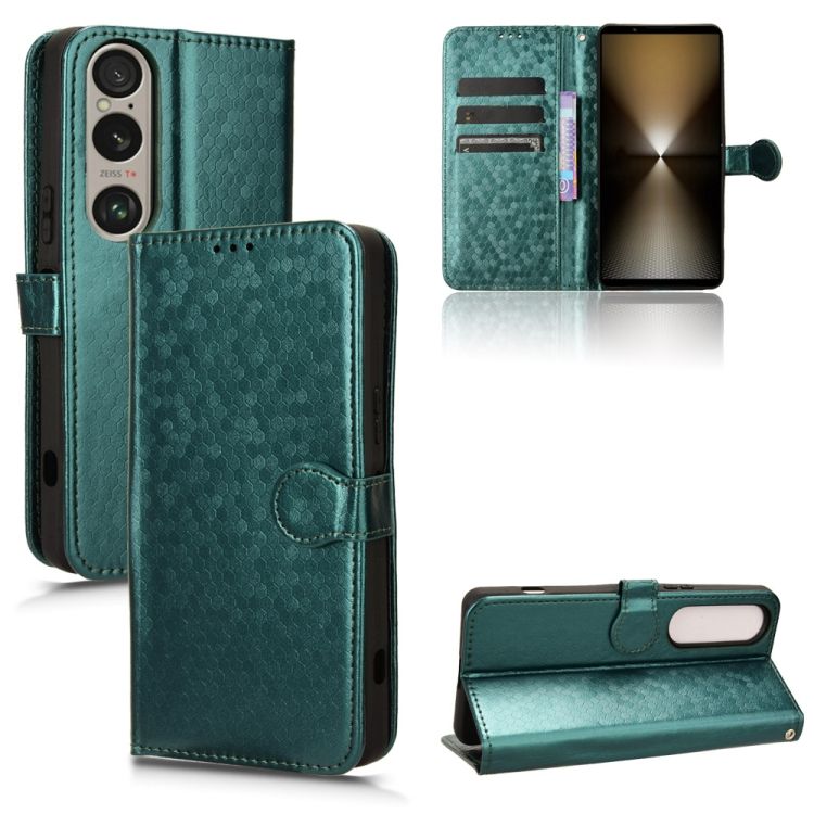 Peňaženkové puzdro Honeycomb Dot Texture Case zelené – Sony Xperia 1 VI | Kryty na mobil Kryty na mobil | Peňaženkové puzdro Honeycomb Dot Texture Case zelené – Sony Xperia 1 VI | Kryty na mobil