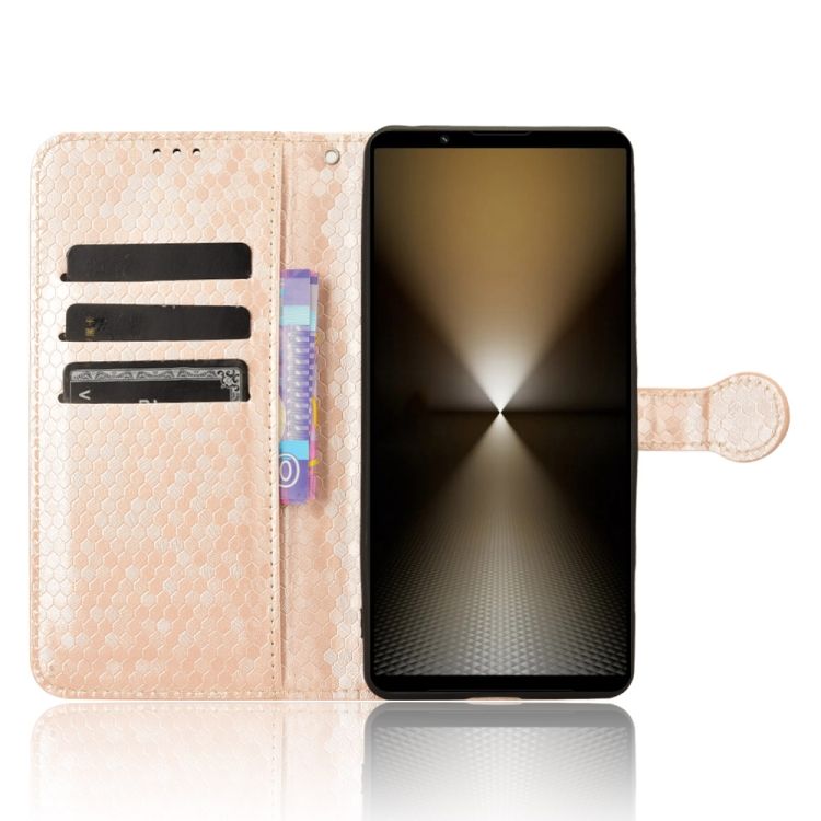 Peňaženkové puzdro Honeycomb Dot Texture Case zlaté – Sony Xperia 1 VI | Kryty na mobil Kryty na mobil | Peňaženkové puzdro Honeycomb Dot Texture Case zlaté – Sony Xperia 1 VI | Kryty na mobil