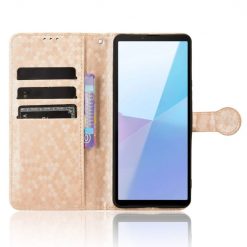 Kryty na mobil | Peňaženkové puzdro Honeycomb Dot Texture Case zlaté – Sony Xperia 10 VI | Kryty na mobil